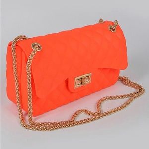 Quilted Neon Orange Handbag